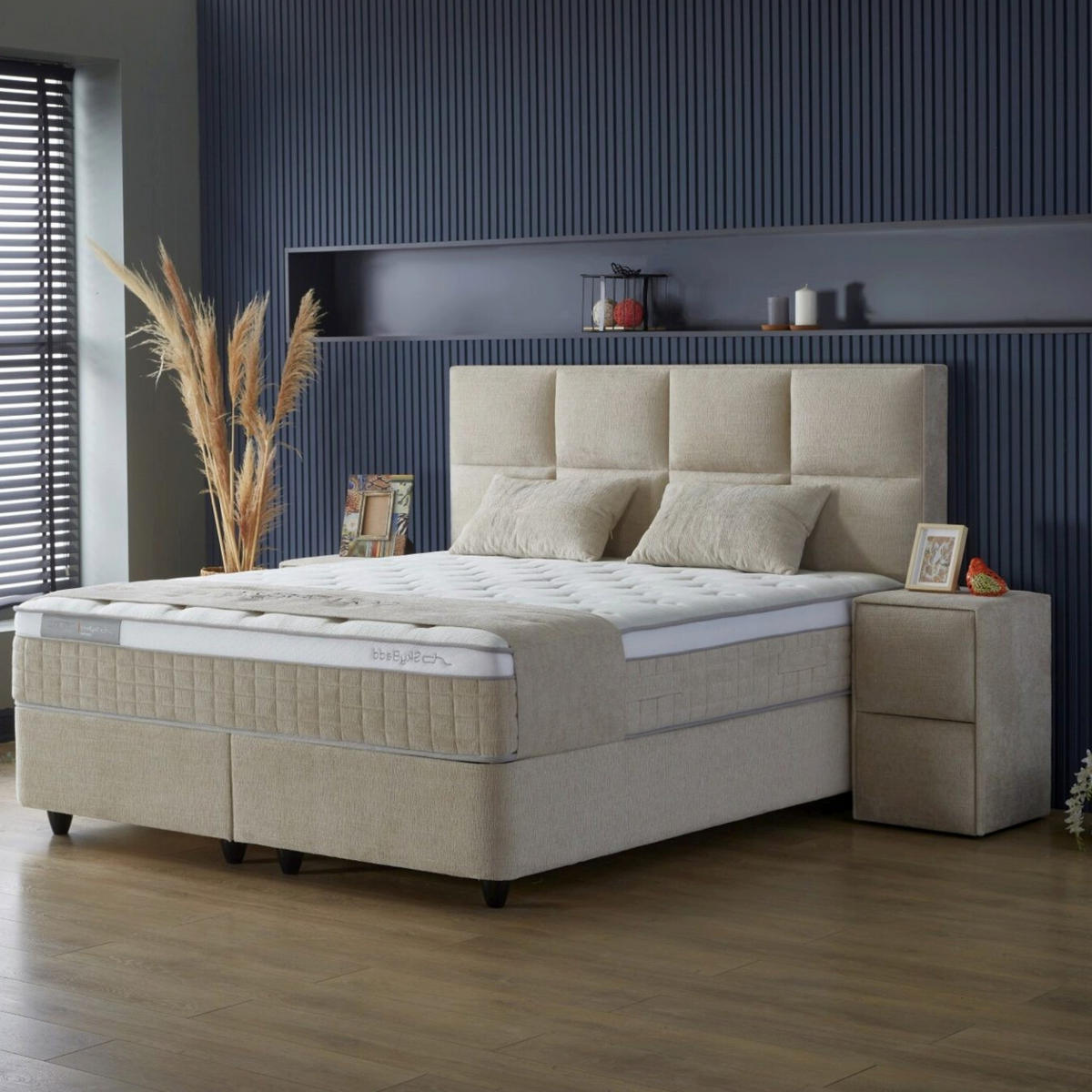 BOXBETT Ocean Bett mit Matratze 100x200 - Beige, Holz (100/200cm)