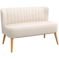 SOFA Polyester Cremeweiß - Dunkelgrau/Creme, Holz/Textil (56.5/77/117cm) - HOMCOM