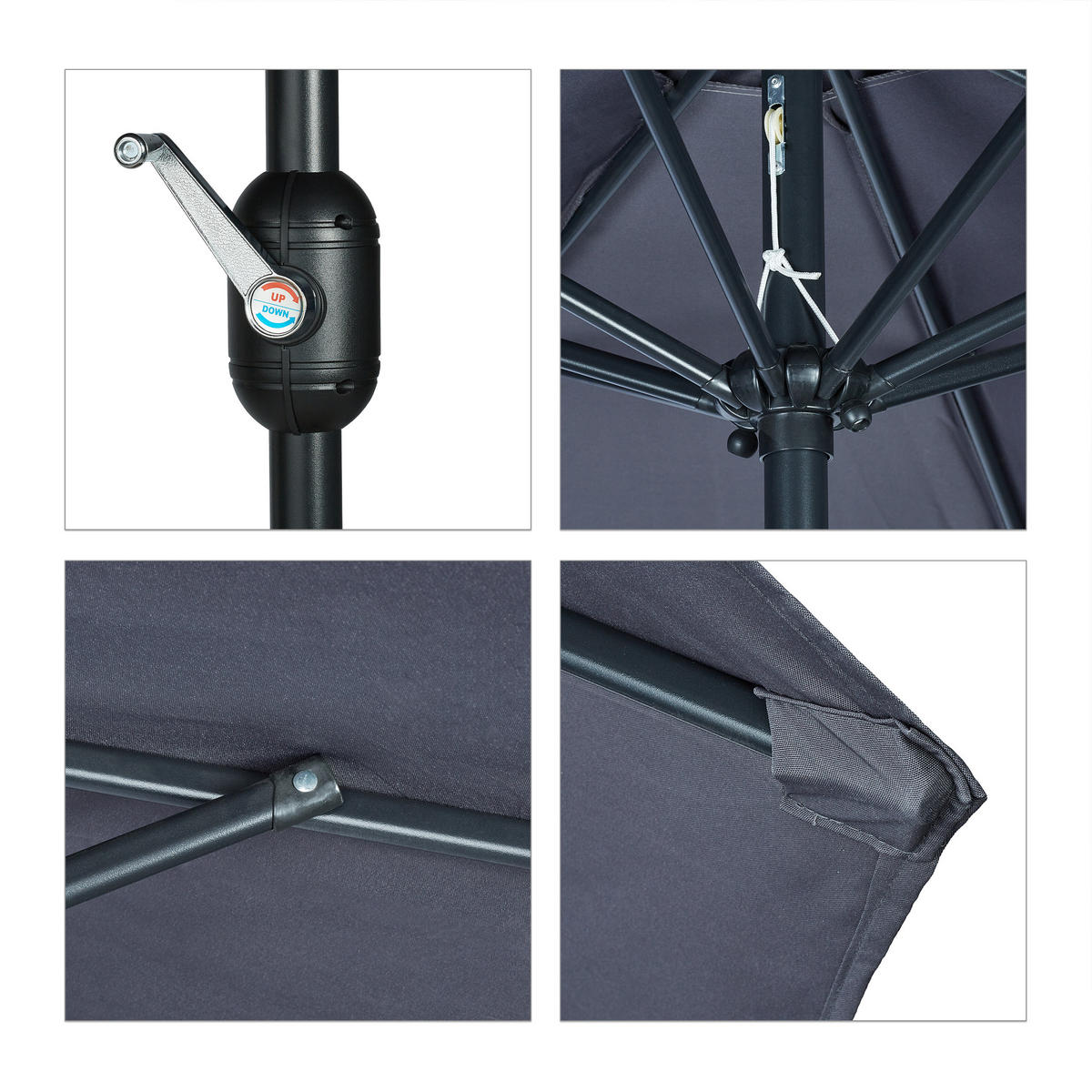 SONNENSCHIRM - Anthrazit, Textil/Metall (300/300cm) - Relaxdays