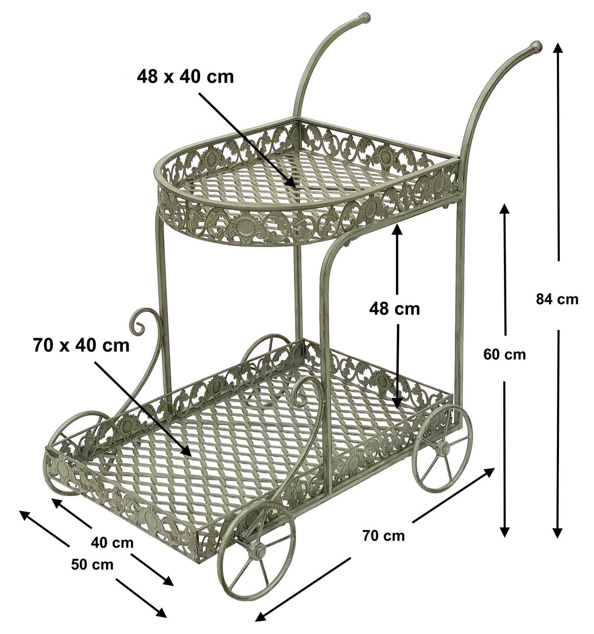 SERVIERWAGEN Metall Küchenwagen 70 cm 93979 - Braun, Metall (50/84/18cm) - DanDiBo