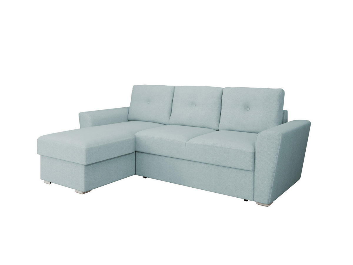 ECKSOFA Bellano Ecksofa L-Form - links oder rechts montierbar, blau - Blau, Holz (243/156cm) - Panda Möbel
