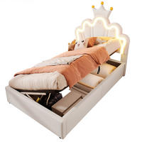 POLSTERBETT aus PU 90x200 cm Weiß mit LED-Beleuchtung, Bettkasten und verstellbarem Kopfteil - Weiß, Leder (90/200cm) - IVMEU
