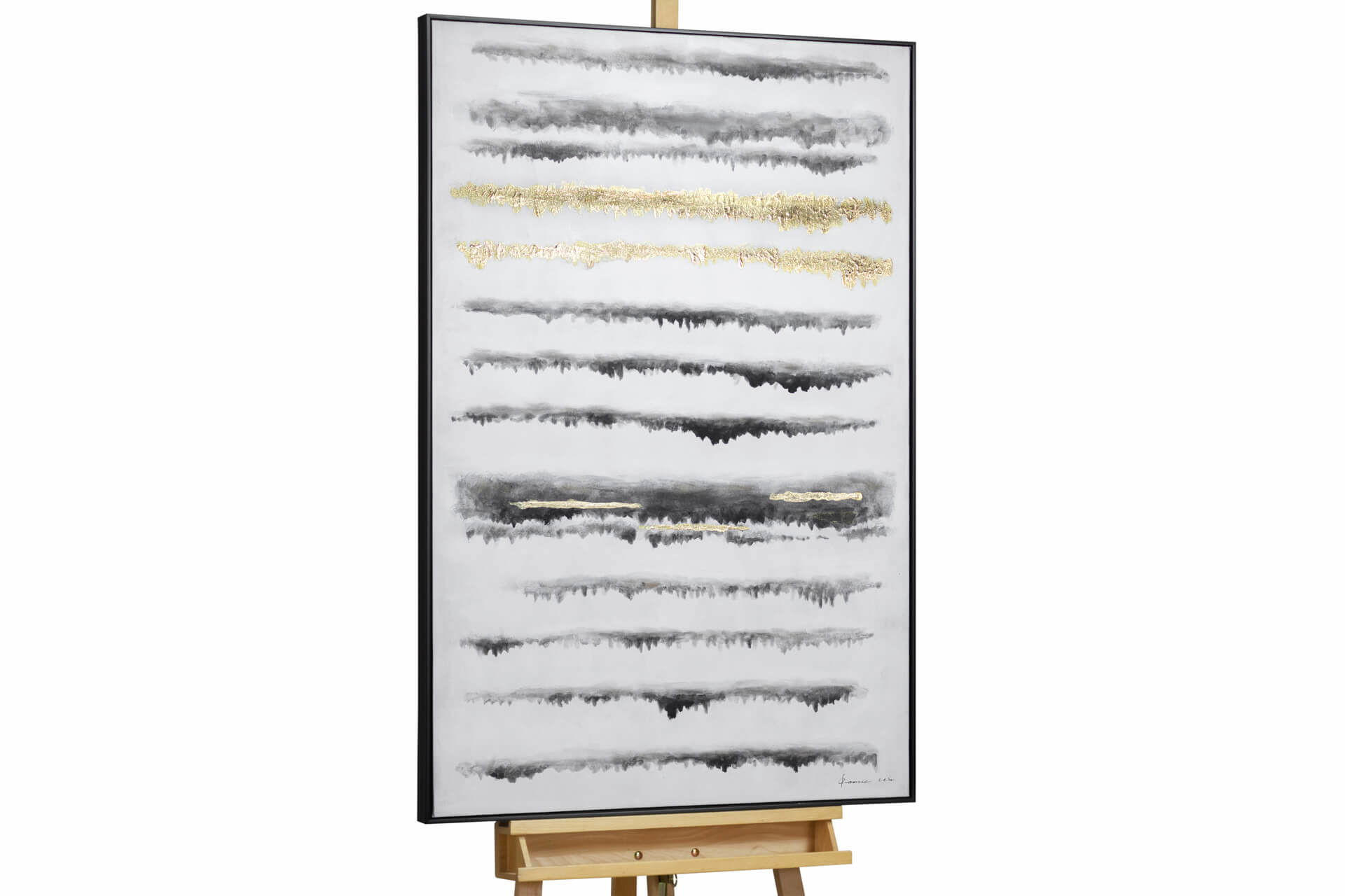KUNSTLOFT RUČNĚ MALOVANÝ AKRYLOVÝ OBRAZ ŠEDÝ/ČERNÝ, 83/123 CM