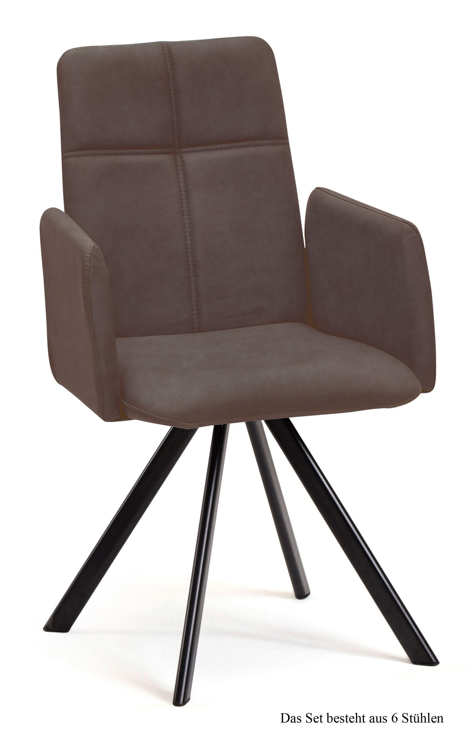 ARMLEHNSTUHL drehbar (6er-Set) Desha 52x92x60 Schwarz/Braun - Schwarz/Braun, Kunststoff (60/92/52cm) - 58aufmkessel