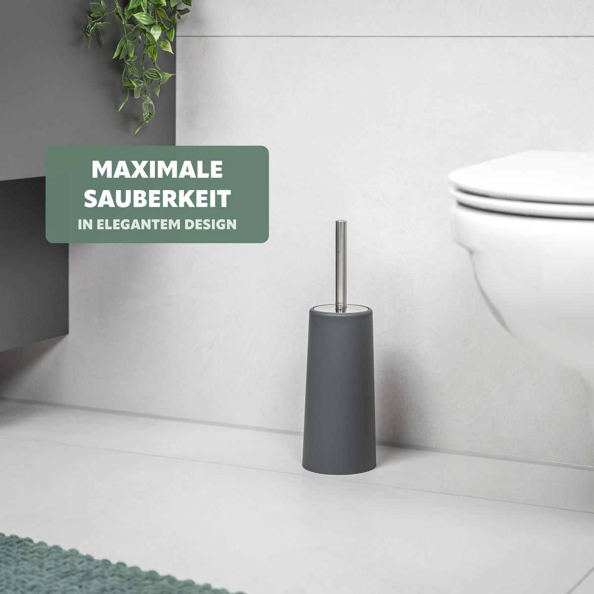 WC-BÜRSTE, grau, Kunststoff - Grau, Kunststoff (10/34.5/10cm) - bremermann