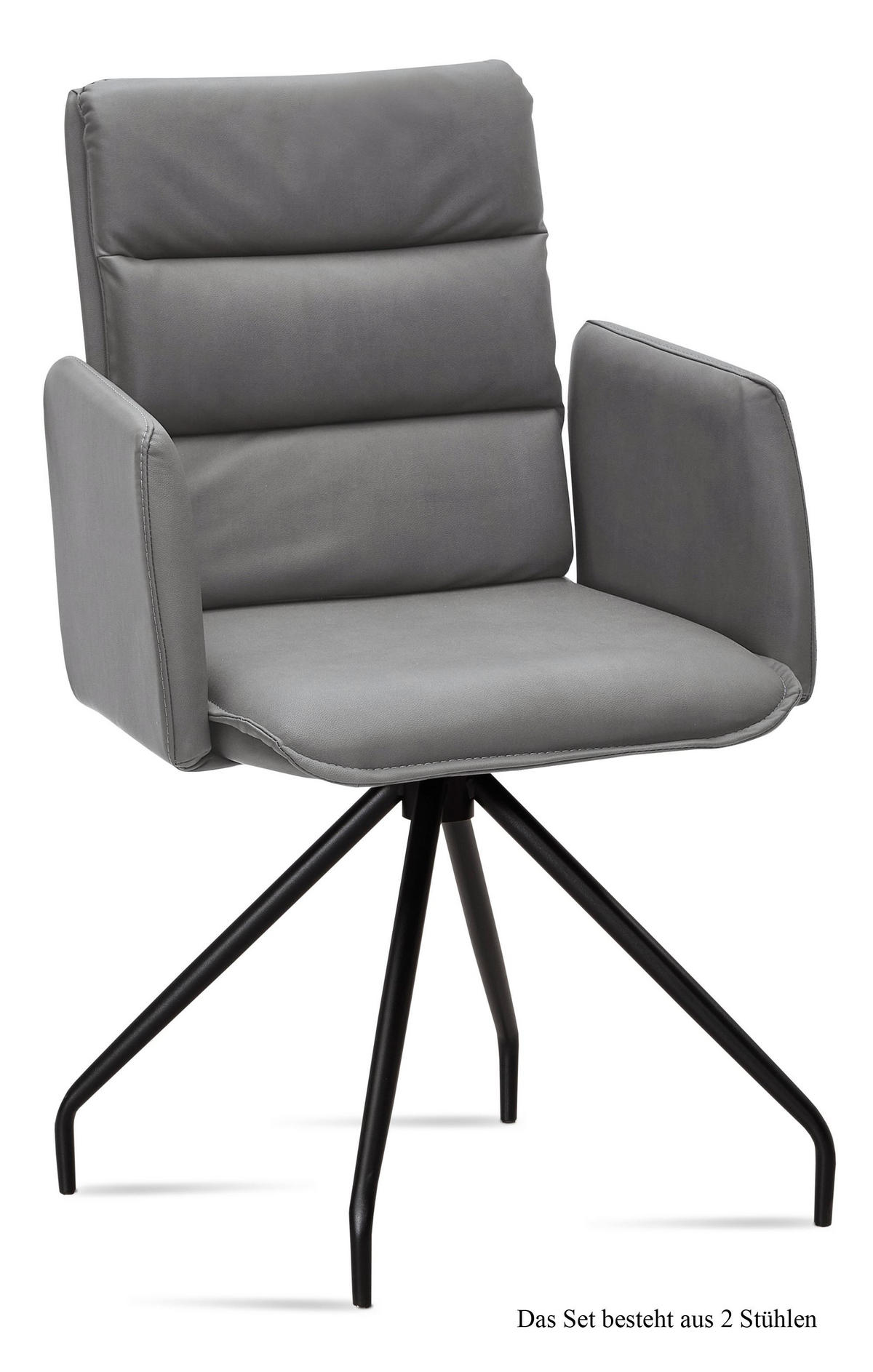 ARMLEHNSTUHL (2er-Set) Dianne 52x92x60 Schwarz/Grau - Schwarz/Grau, Kunststoff (60/92/52cm) - 58aufmkessel