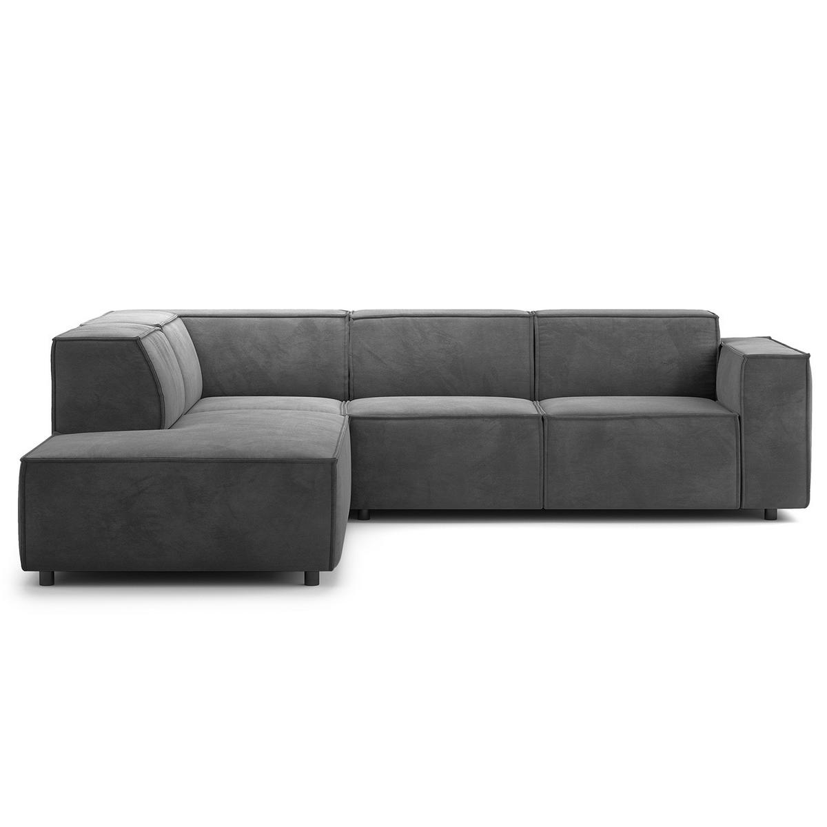 ECKSOFA mit Ottomane - Schwarz/Grau, Kunststoff/Textil (260/234cm) - home24