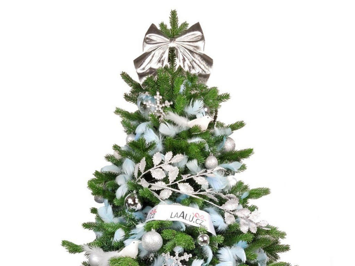 WEIHNACHTSBAUM künstlicher 270 cm, HIMMELSSILBER, mit 131-teiligem Weihnachtsbaumschmuck, inkl. Metallständer und Aufbewahrungsbox - Blau/Silberfarben, Kunststoff/Metall (157/270cm) - LAALU