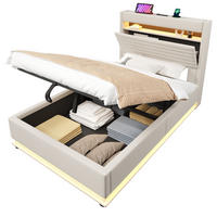 POLSTERBETT 90/200 cm aus Leinen mit LED und USB Typ-C-Ladefunktion Beige - Beige, Textil (90/200cm) - Modenvie