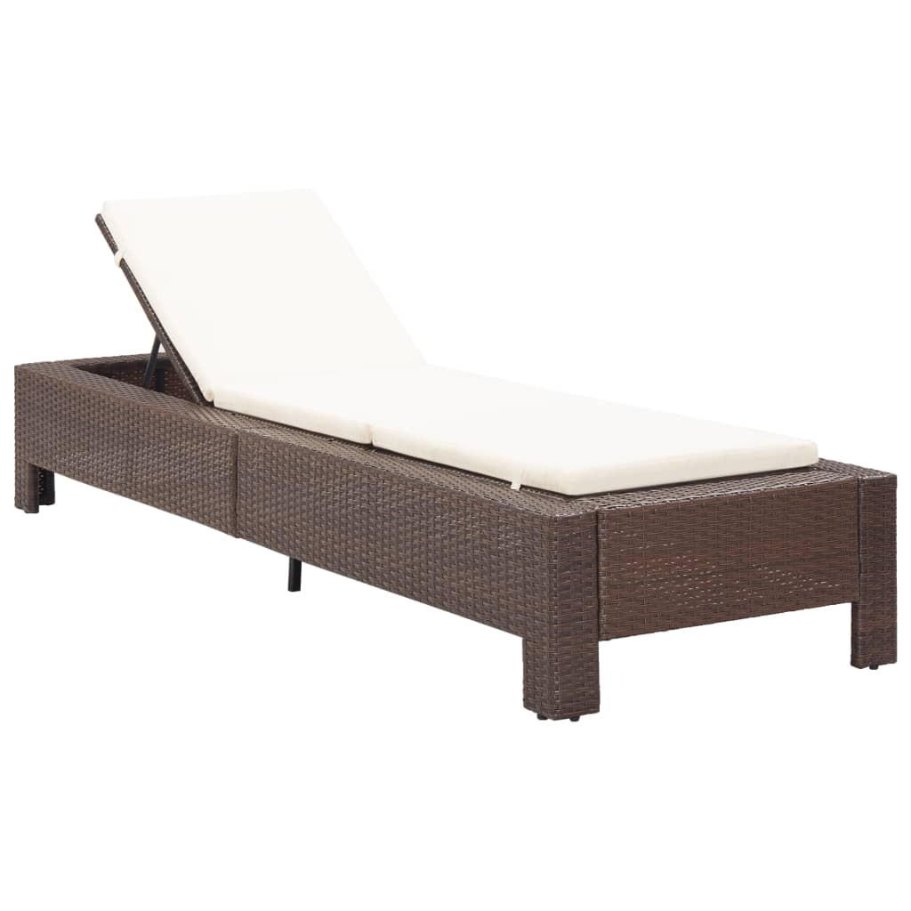 SONNENLIEGE mit Auflage Braun Poly Rattan - Braun, Kunststoff (75/35/220cm) - furnicato