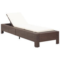 SONNENLIEGE mit Auflage Braun Poly Rattan - Braun, Kunststoff (75/35/220cm) - furnicato