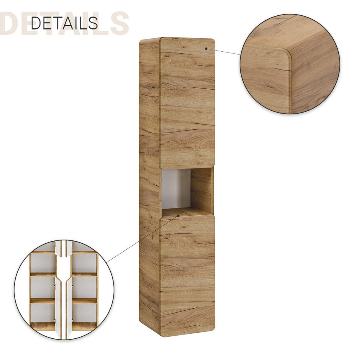 HOCHSCHRANK Luton-56 - Braun, Holzwerkstoff (35/170/32cm) - Lomado