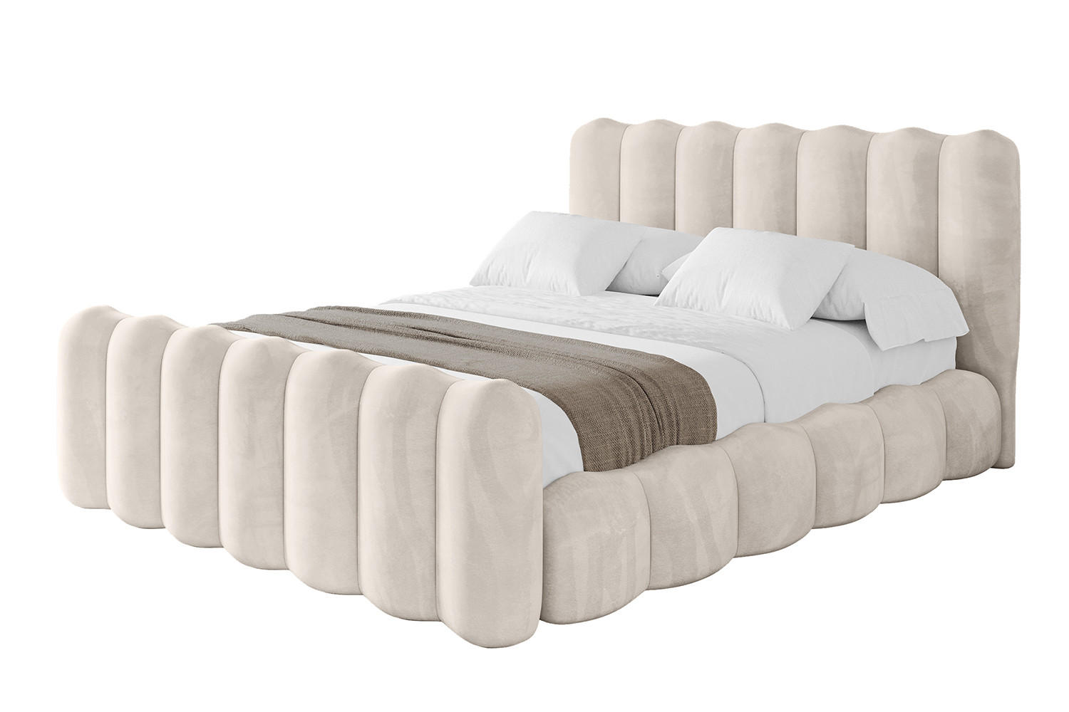 POLSTERBETT mit Bettkasten, Fußteil und Lattenrost, Bett mit Matratze H3/H4 - SORA-Z 120x200 Beige - Beige, Holzwerkstoff/Textil (120/200cm) - ALTDECOR
