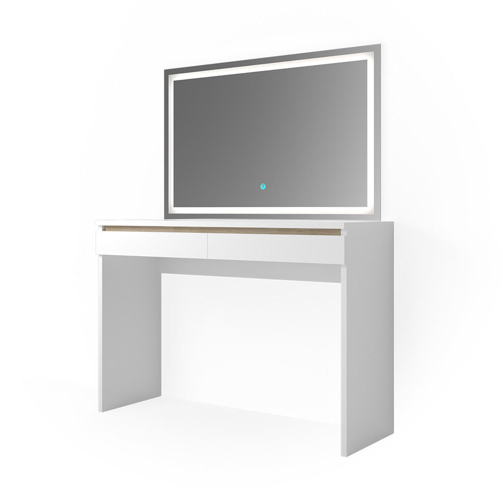 SCHMINKTISCH Emma Weiß 120 cm mit LED-Spiegel - Weiß, Holzwerkstoff (120/83/41.8cm) - Vicco