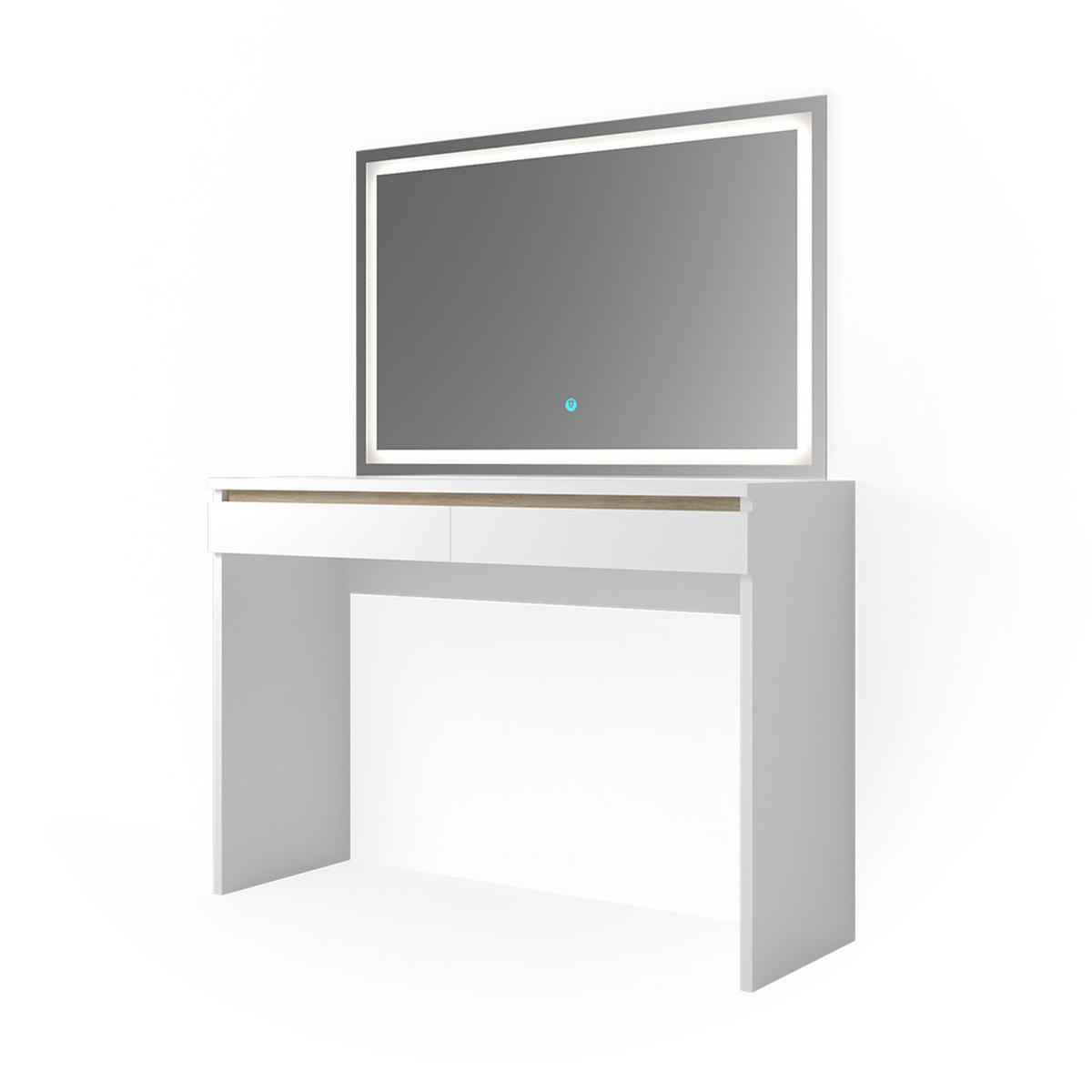 SCHMINKTISCH Emma Weiß 120 cm mit LED-Spiegel - Weiß, Holzwerkstoff (120/83/41.8cm) - Vicco