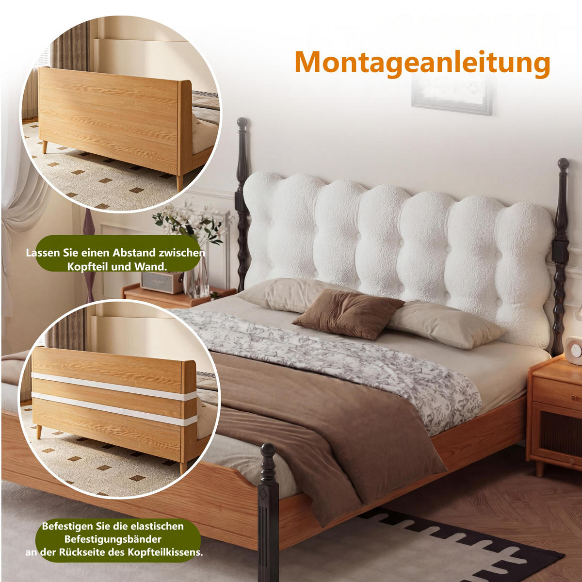 RÜCKENKISSEN für Bett Weiß 140 cm - Weiß, Textil (140/20cm) - Vercart