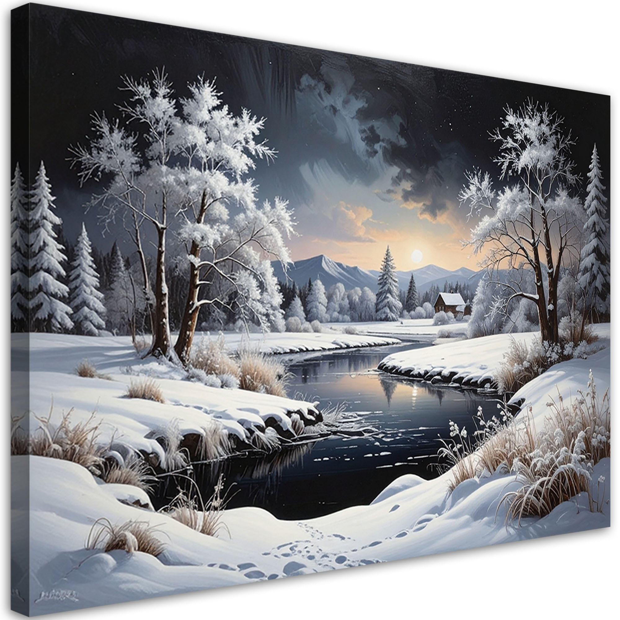 Feeby Leinwandbild Schwarz 45x30 cm