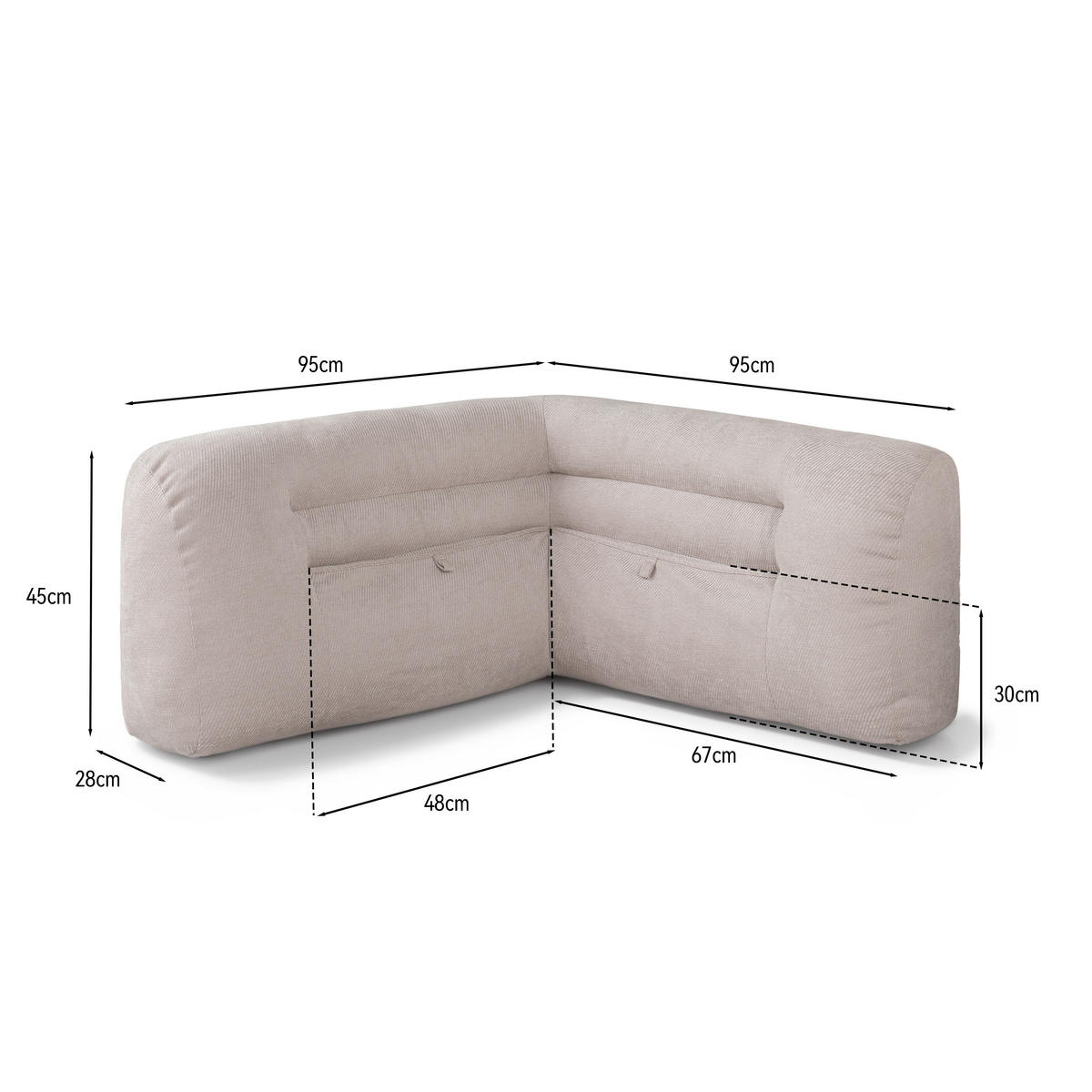 RÜCKENLEHNE Beige, 90cm - Beige, Textil (90/22cm)