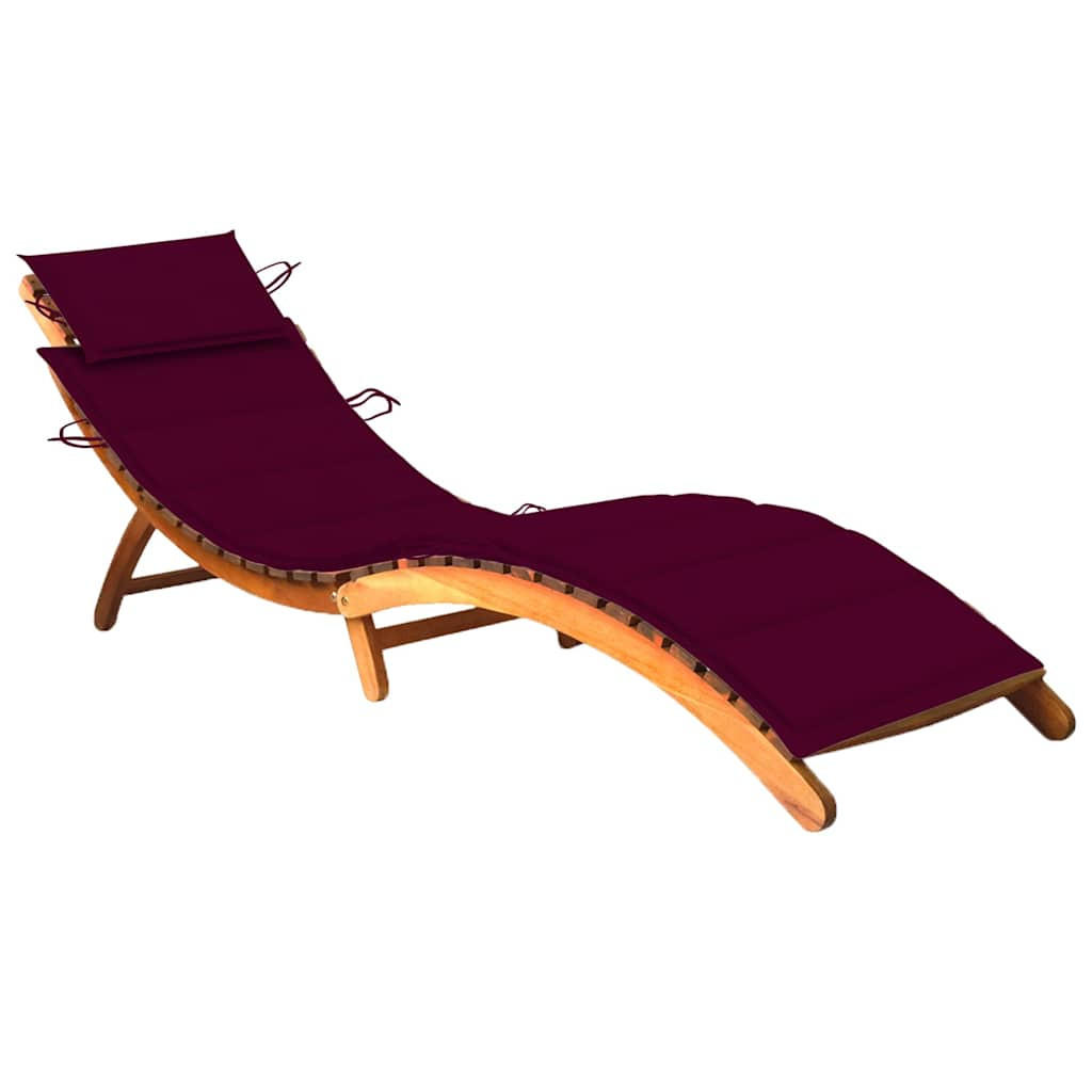 SONNENLIEGE mit Auflage Akazie Massivholz - Rot, Holz (55/64/184cm) - furnicato