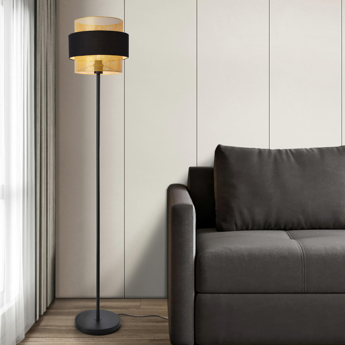 STEHLEUCHTE Albans - Schwarz, Metall (30/30/160cm) - lux.pro