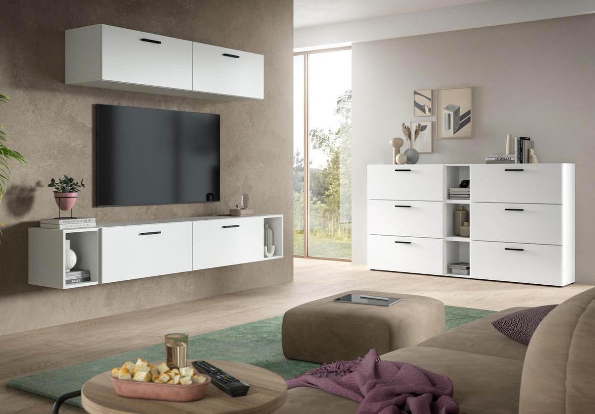 SIDEBOARD weiß 277 cm, Kommode mit Soft-Close - Schwarz/Weiß, Holzwerkstoff/Kunststoff (277/65/34cm) - Inn.Furn