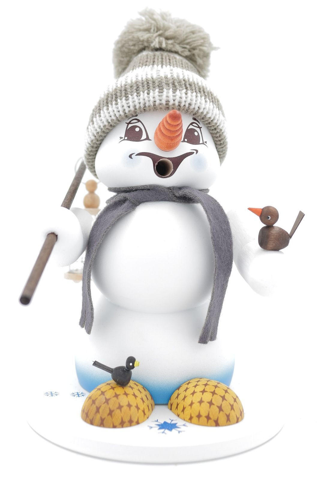 RAUCHFIGUR Schneemann Weiß Vogelhändler 19 cm - Multicolor, Holz (15/19/0.1cm)
