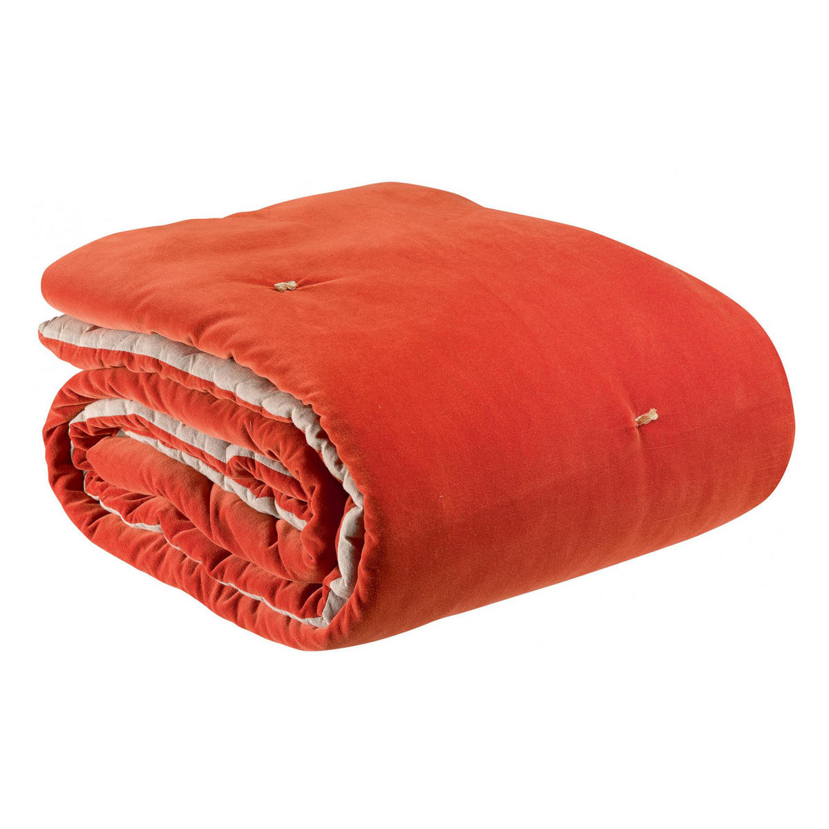 PLAID MIT GEKNÜPFTEN PUNKTEN Elise marmelade 140 x 200 cm - Orange, Textil (140/200cm) - Vivaraise