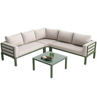 GARTENMÖBEL-SET aus Eisen mit Couchtisch aus gehärtetem Glas, 4-5 Sitzer, 114/60/70,5 cm, Beige - Beige, Metall - Redom