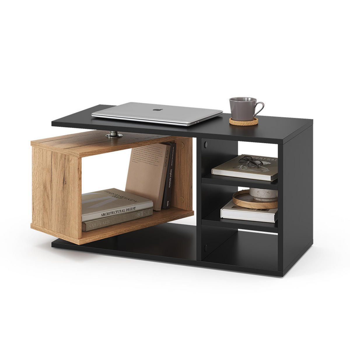COUCHTISCH Rafi Schwarz 88 x 35 cm - Eichefarben/Schwarz, Holzwerkstoff (35/88/40cm) - Vicco