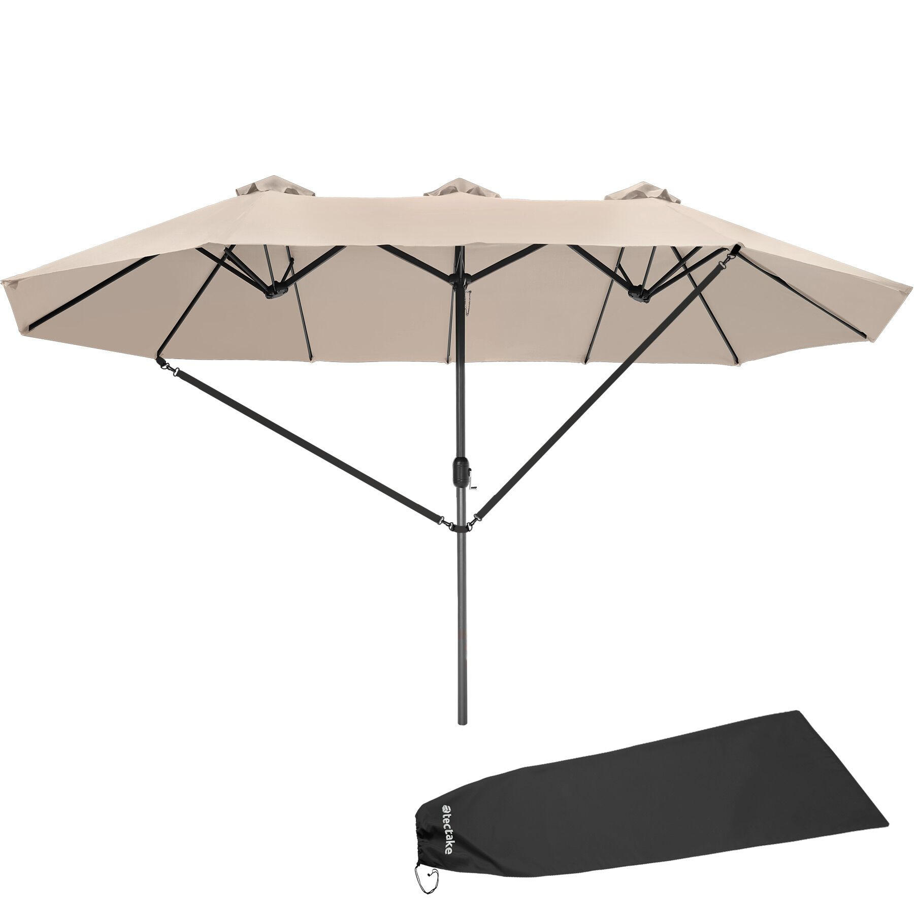SONNENSCHIRM Silia, UV-Schutz 50+, inklusive Windsicherung und Schutzhülle, beige - Beige, Metall (270/460cm) - tectake
