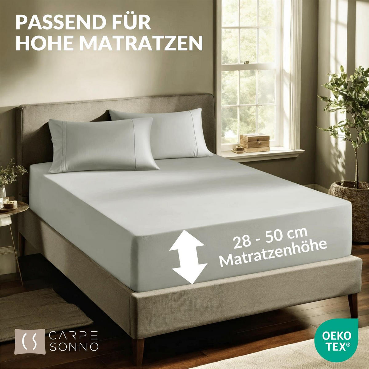 SPANNBETTLAKEN-BOXSPRINGBETT 140x200 - 160x200 Jersey Spannbetttuch 100% Baumwolle, Bettlaken Uni Hellgrau - Hellgrau, Textil (140/200cm) - Carpe Sonno