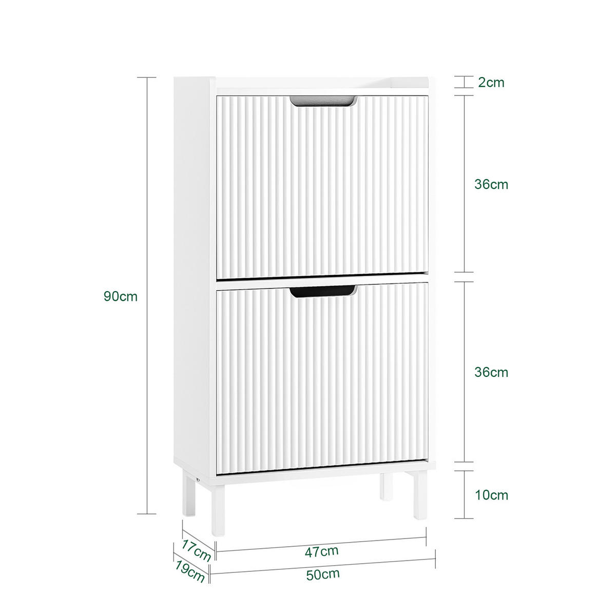 SCHUHSCHRANK Weiß - Weiß, Holzwerkstoff/Metall (50/90/19cm) - SoBuy