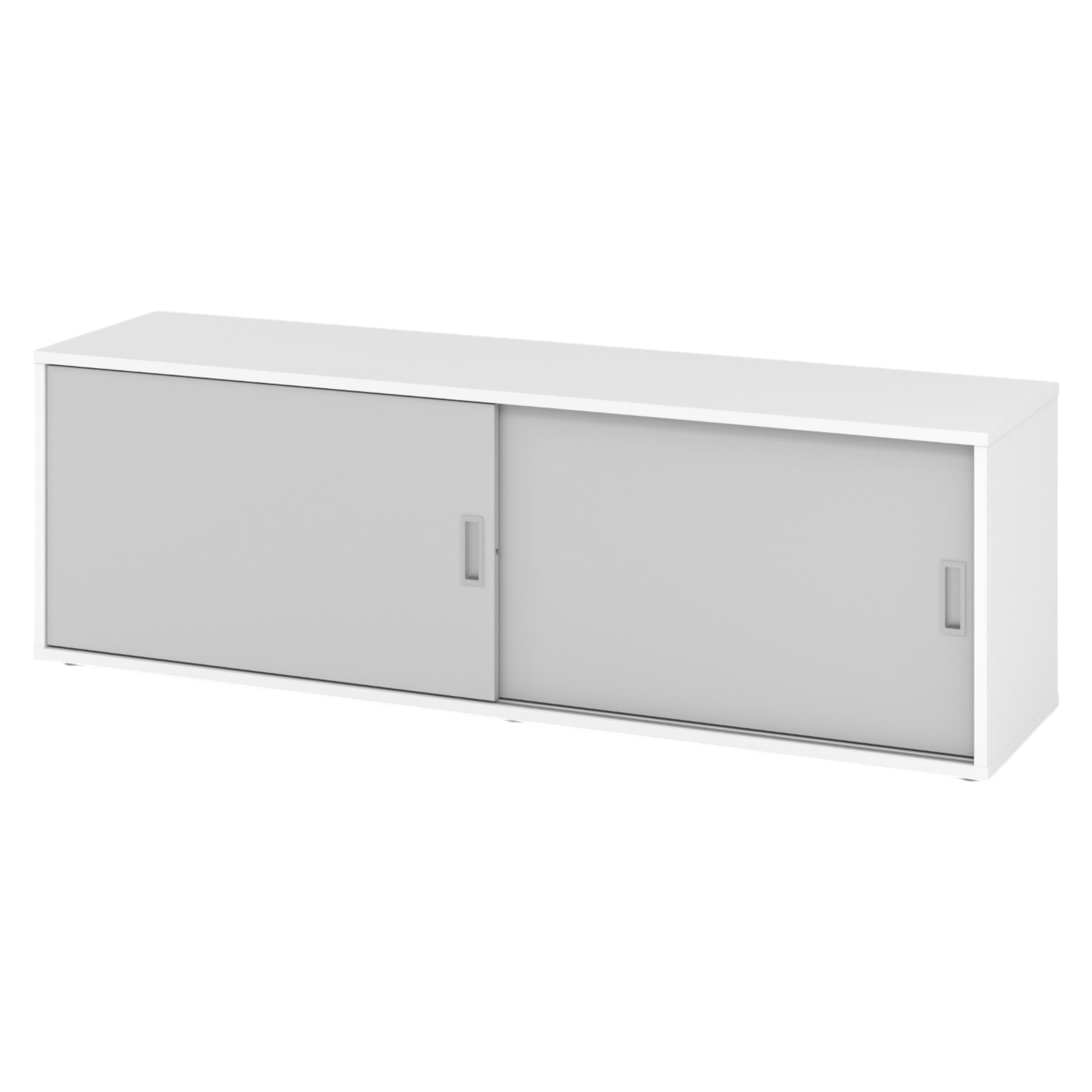 LOWBOARD mit Schiebetür 40/160/52 cm in Weiß/Grau - Weiß/Grau, Holzwerkstoff (160/52/40cm) - bümö