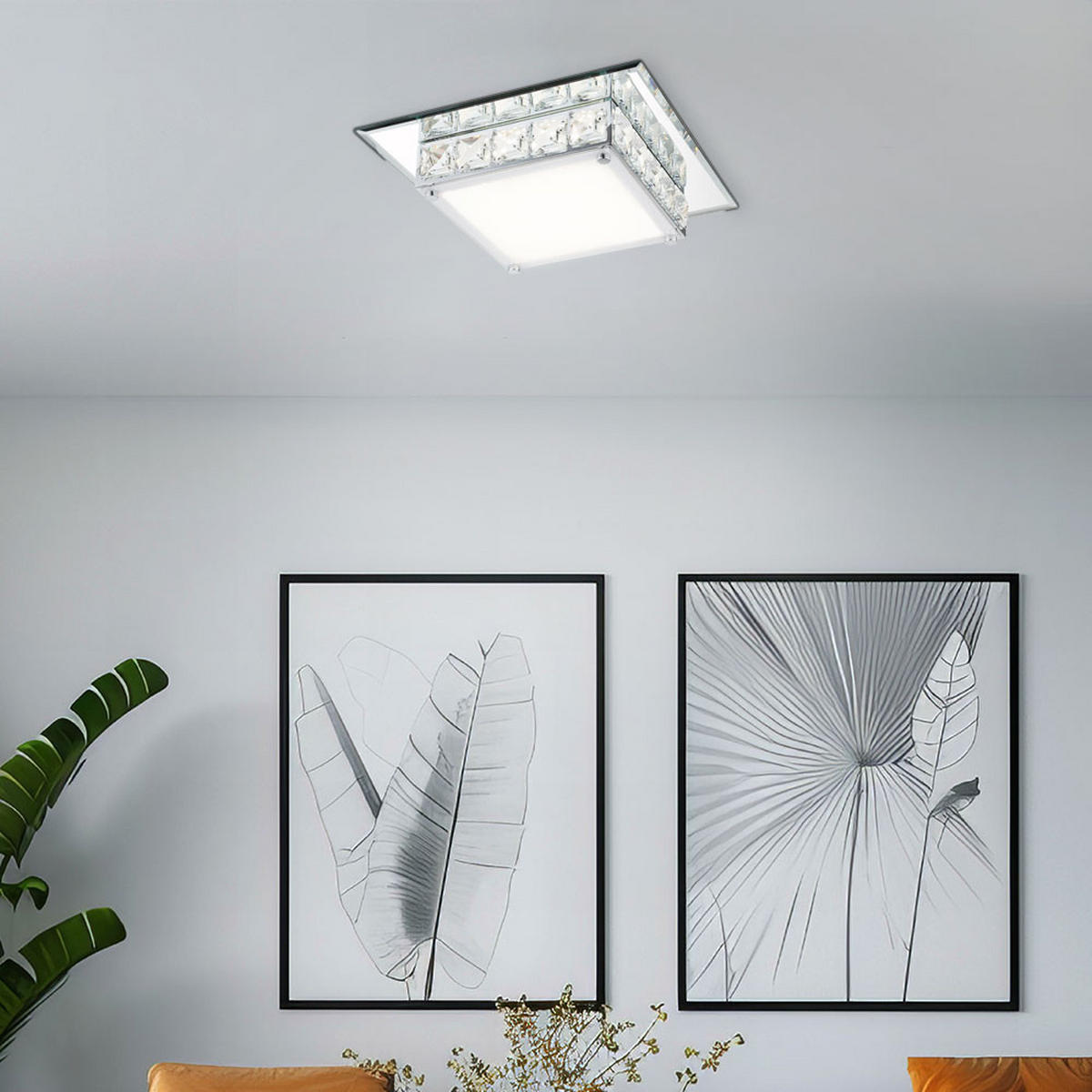 LED DECKENLEUCHTE MARGO Silber Metall Glas - Silberfarben, Glas (25/25/7.6cm) - Globo Lighting