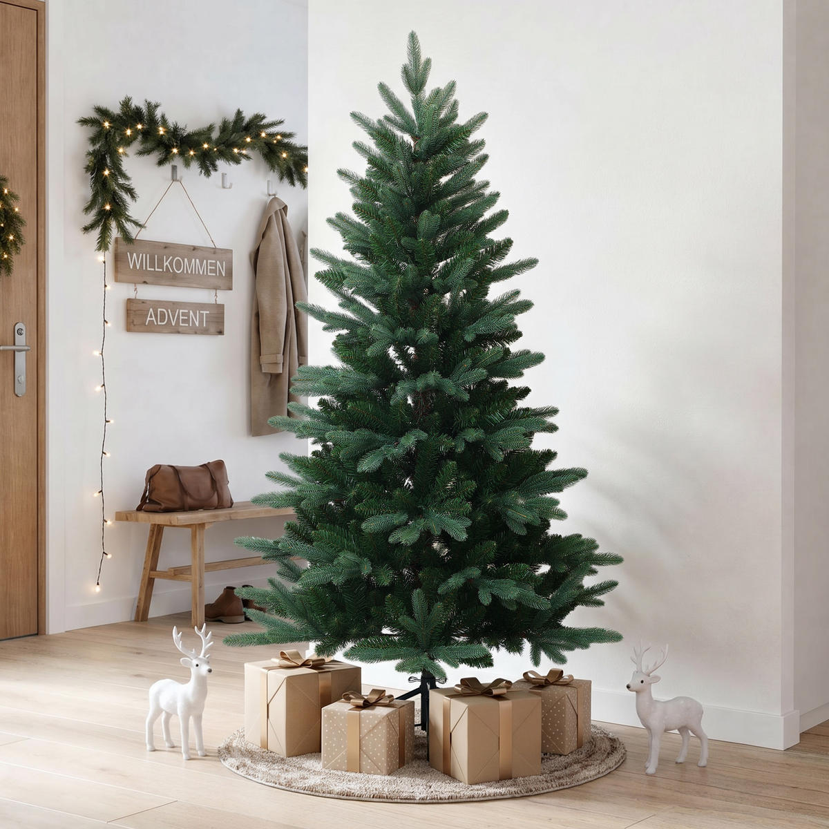 KÜNSTLICHER Weihnachtsbaum 150 cm, Fichten-Optik mit 695 PE-/PVC-Spitzen - Grün, Kunststoff (150cm) - Hometopia