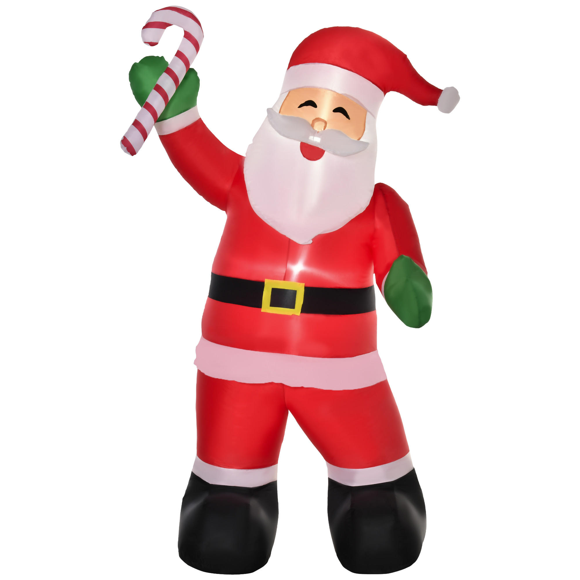 HOMCOM NAFUKOVACÍ Santa Claus s cukrovou hůlkou 250 cm Santa Claus dárek LED