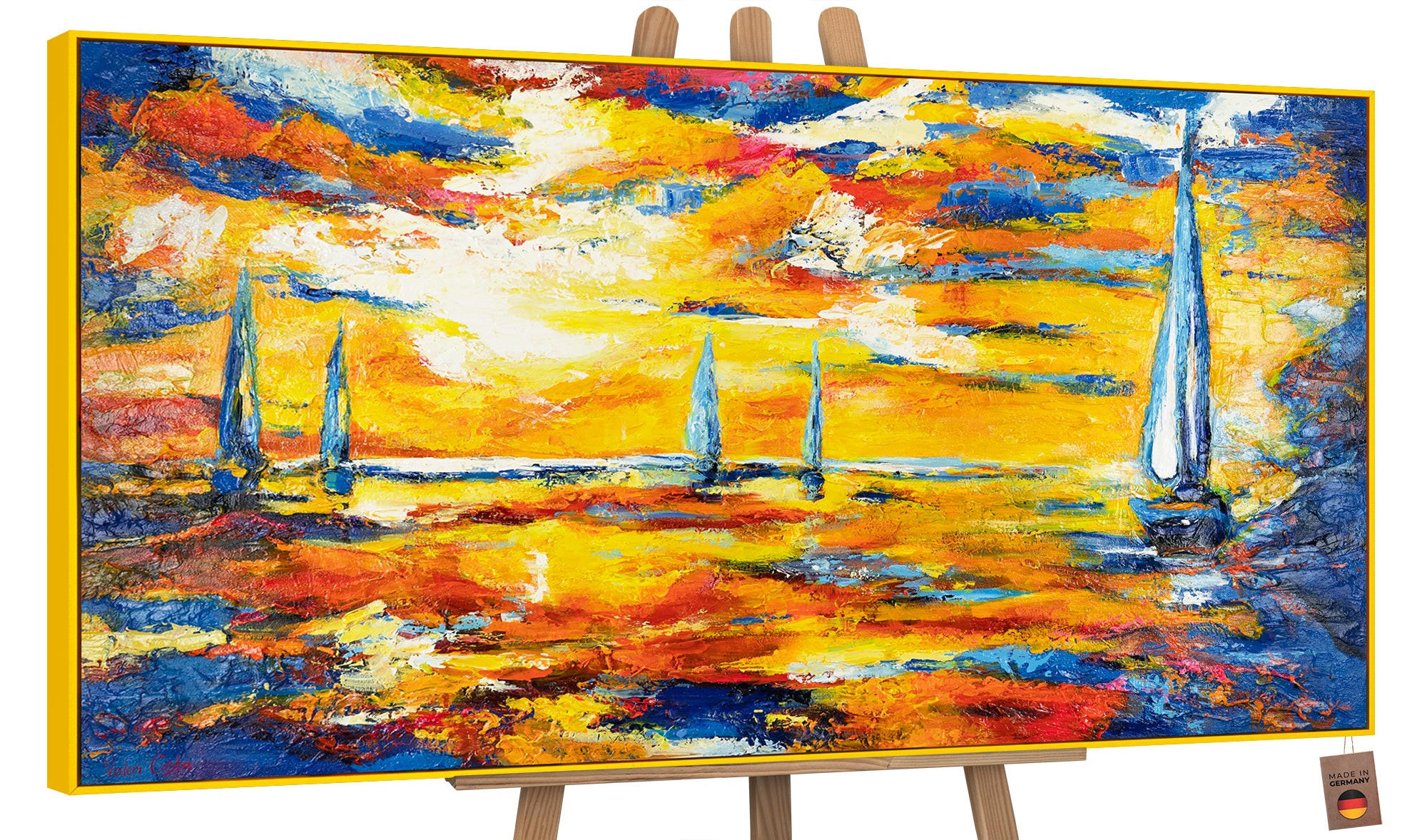 GEMÄLDE Meer Mirage Schattenfugenrahmen Gelb 160x80 cm - Gelb, Holz (160/80cm) - YS-art gallery