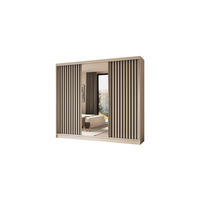 KLEIDERSCHRANK mit Spiegel-Schiebetüren und Aluminium-Leisten - LAMELO - 240 cm Weiß+Weiß+Schwarz - Schwarz/Weiß, Holzwerkstoff (240/216/61cm) - ALTDECOR