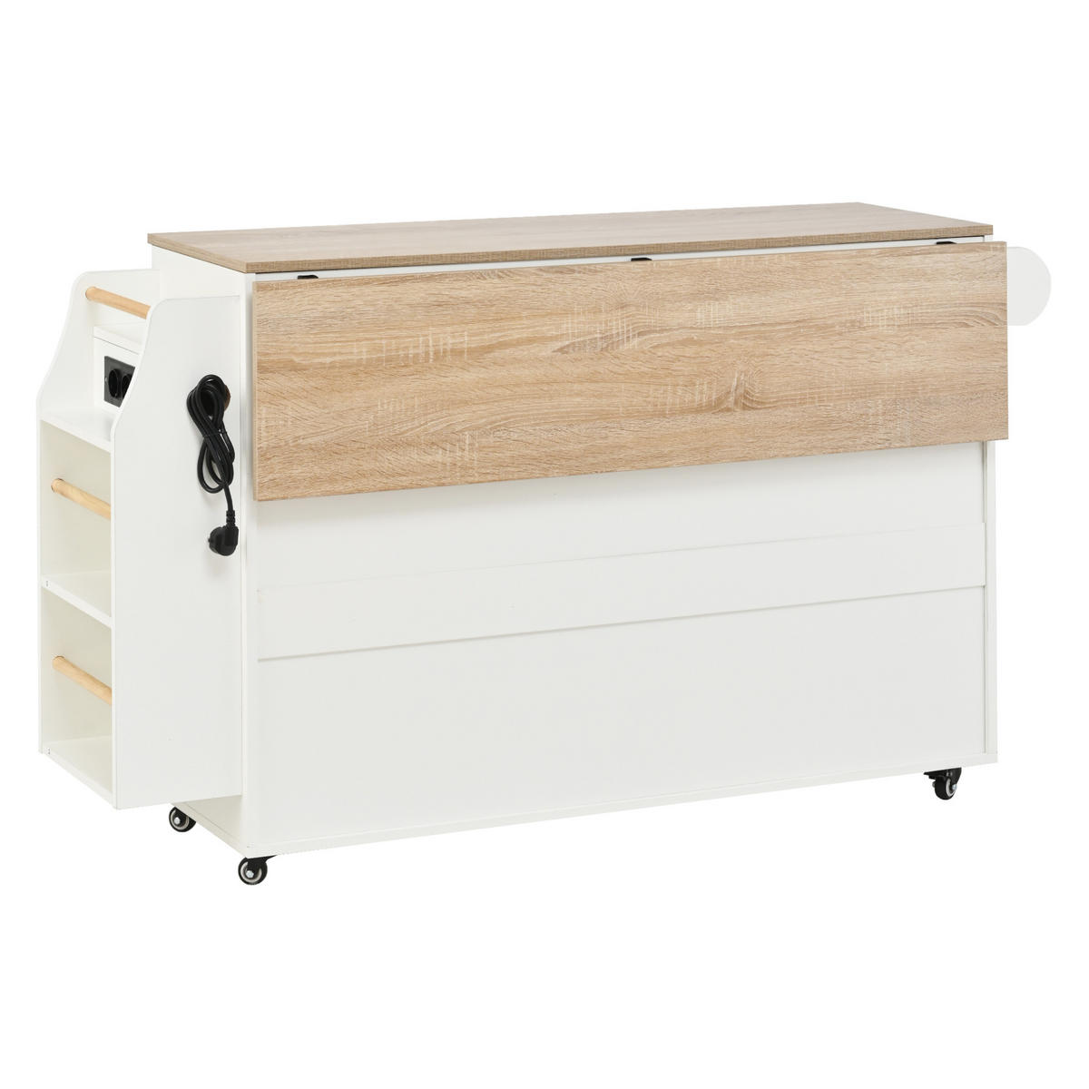 KÜCHENINSEL 120/90/40 cm Weiß aus MDF mit Auszugsplatte - Weiß, Holzwerkstoff (40/90/120cm) - OKMYHOME