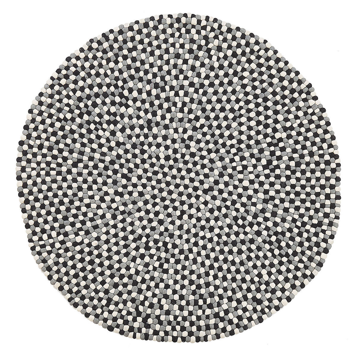 FILZKUGELTEPPICH-PENEK 140/140 cm - Schwarz, Textil (140/140cm) - Beliani