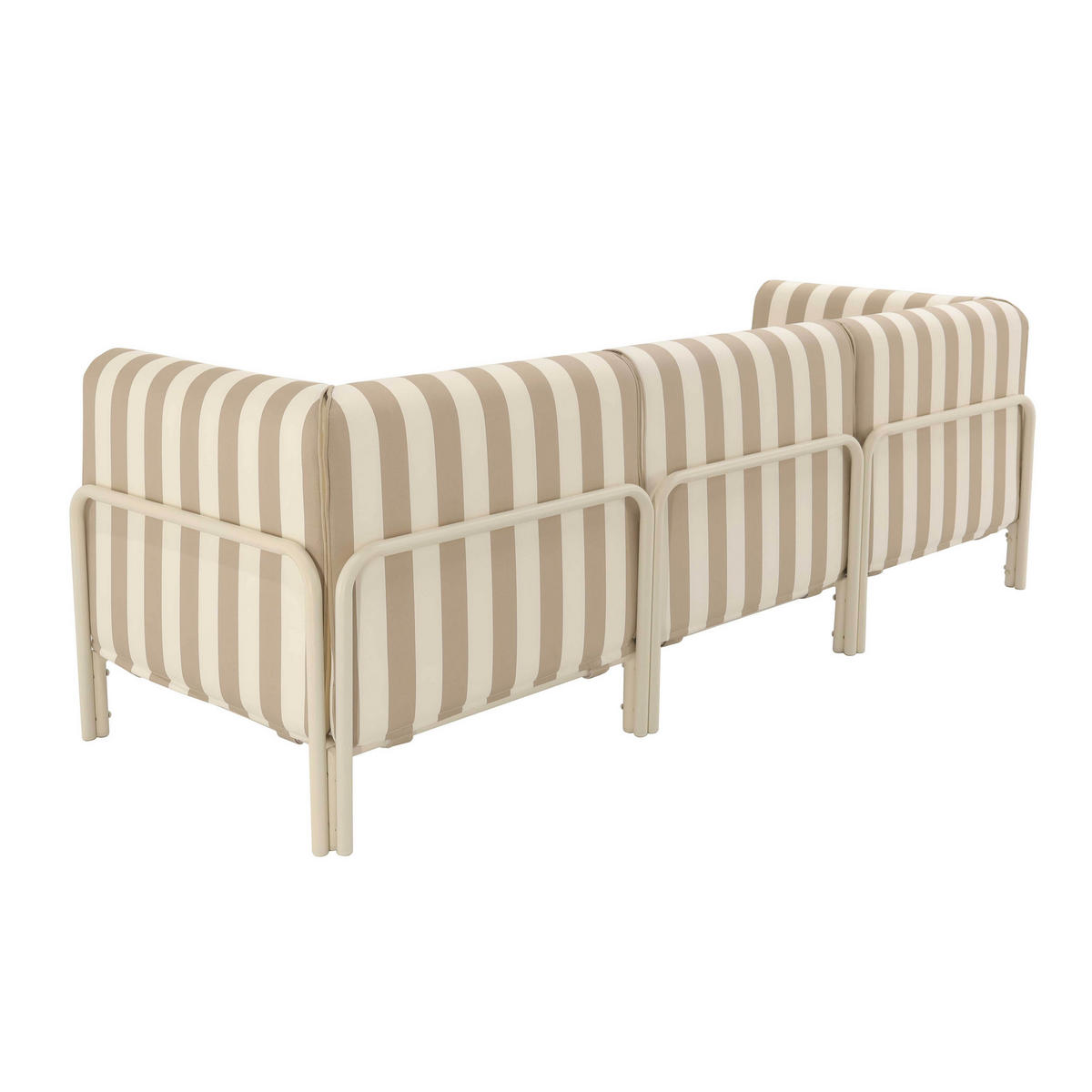 GARTENSOFA mit 3 Sitzplätzen, Beige - Beige, Metall - Oviala