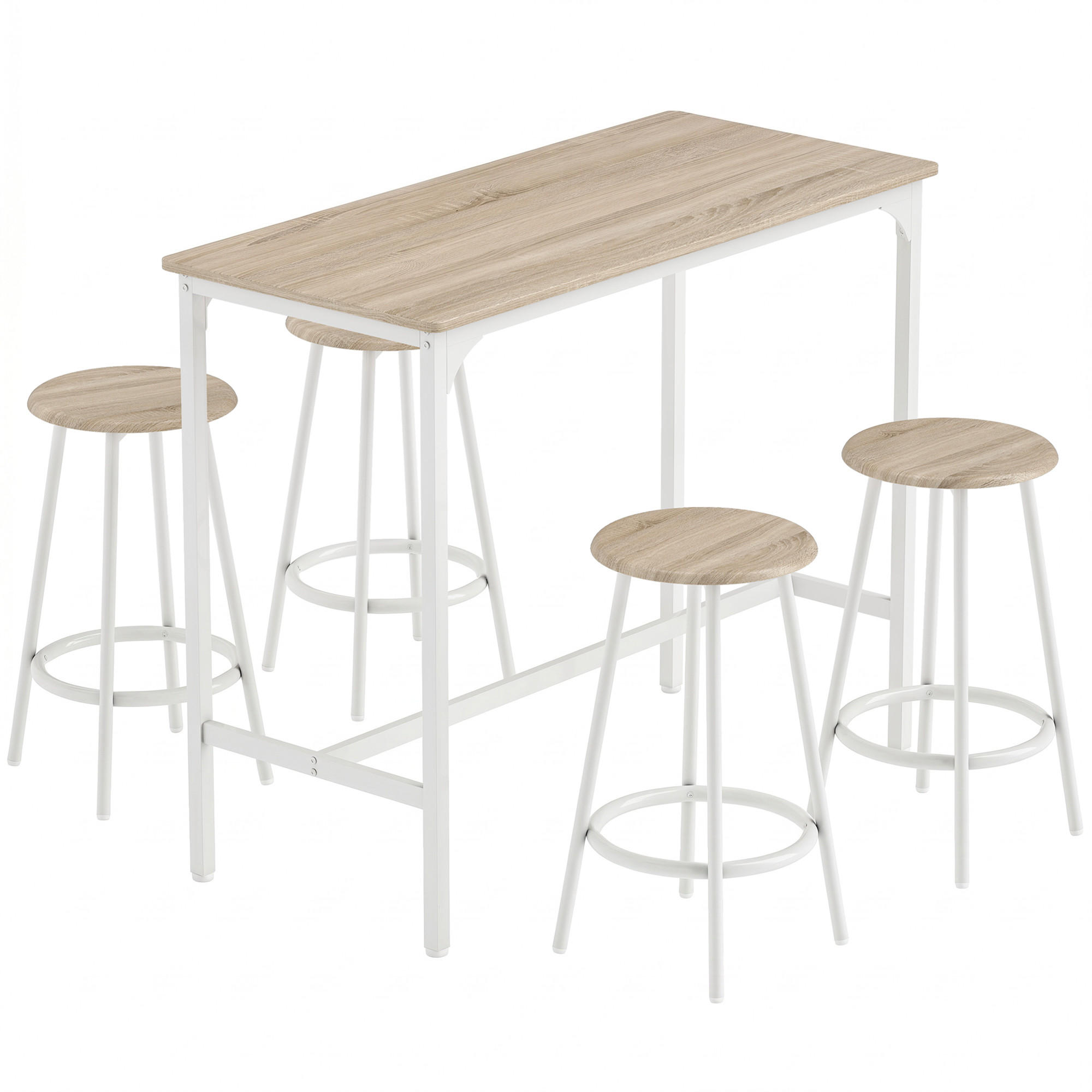 Homcom Bartisch-Set Eiche 50x89.5x110 cm