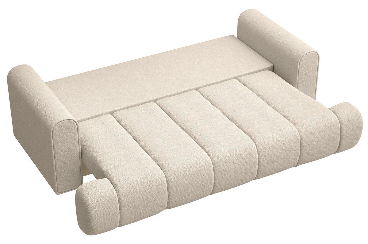 3-SITZER-SOFA Dandelino Hellbeige mit Schlaffunktion - Ecru/Schwarz, Kunststoff/Textil (250/90/112cm) - Selsey