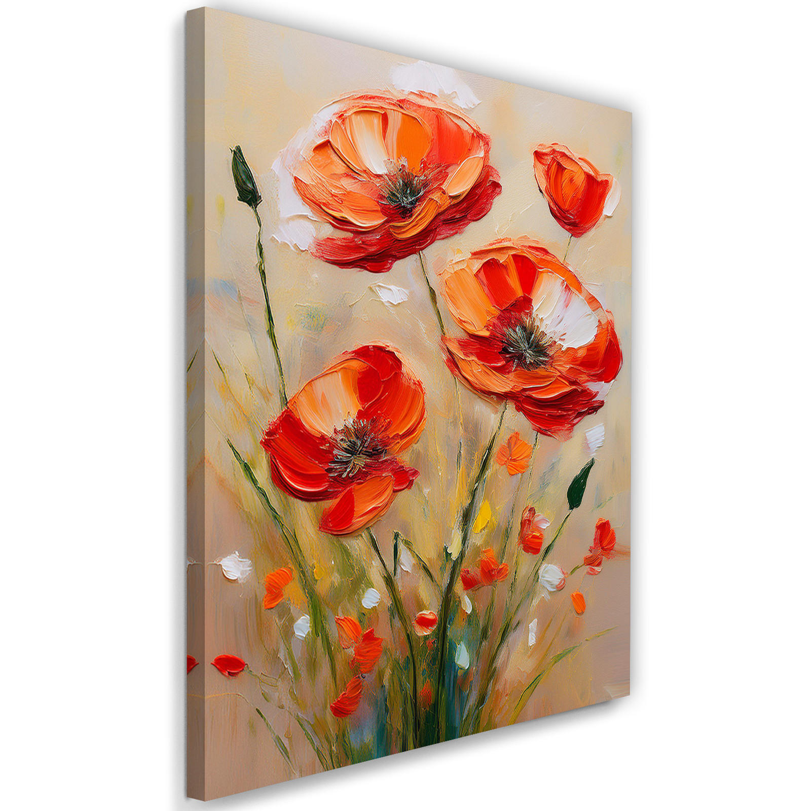 WANDBILD rote feldmohnblumen - Rot, Textil (40/60cm) - Feeby