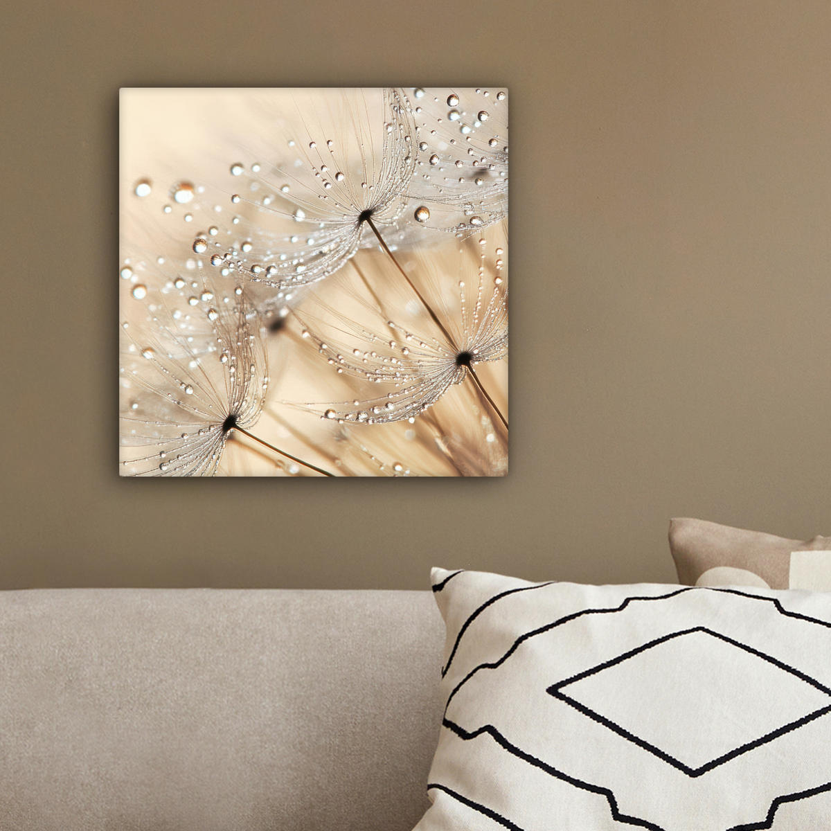 LEINWANDBILD Löwenzahn - Abstrakt - Natur - Beige 20x20 cm - Braun, Textil (20/20cm) - MuchoWow