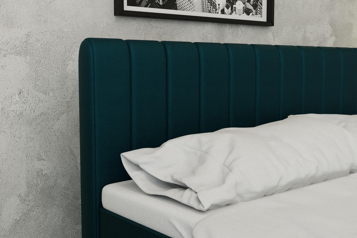 BOXBETT AVALON 180 x 200 cm mit Bettkasten und Topper - Türkis - Türkis, Holz - Panda Möbel