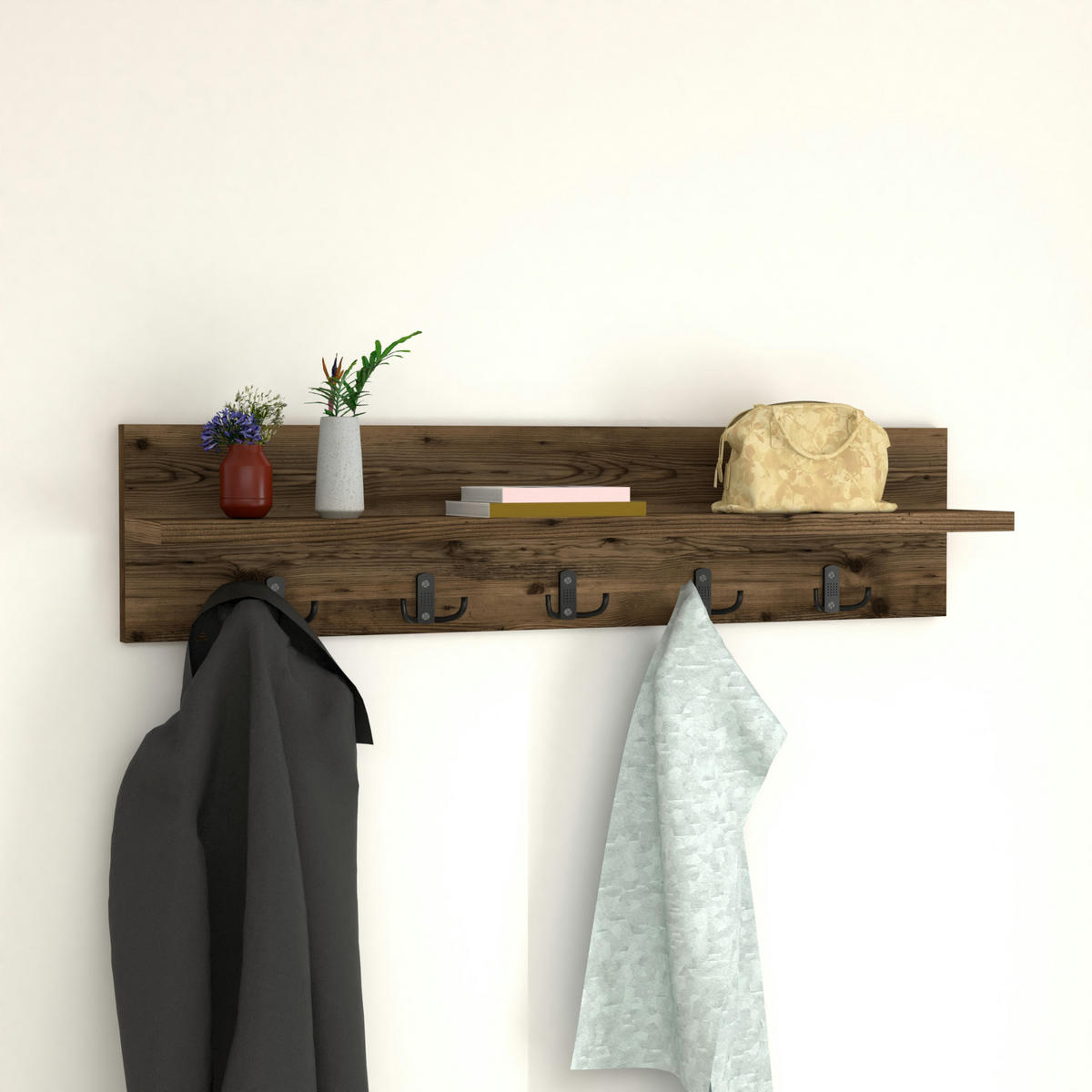 WANDGARDEROBE Hammarö - Alteiche, Holzwerkstoff (80/18/13cm) - [en.casa]