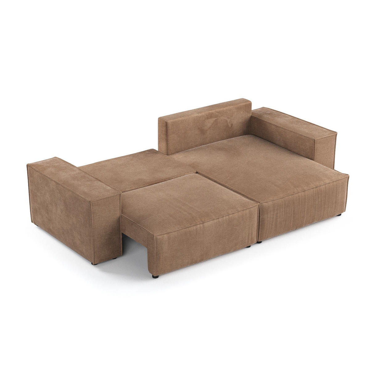 ECKSOFA SENSO mit Schlaffunktion Braun im Wind Stoff - Schwarz/Braun, Holz/Holzwerkstoff (255/148cm) - AltaBeds