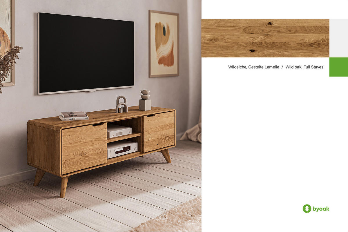 GREG HIFI-SCHRANK Wildeiche - Wildeiche, Holz (134/48/40cm) - byoak