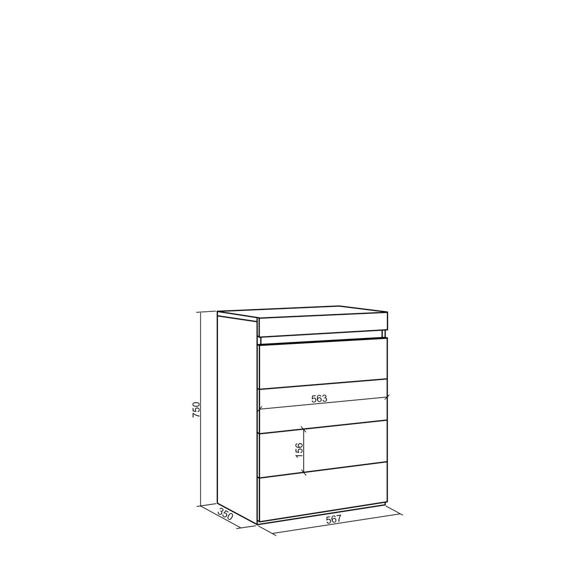 KOMMODE mit Schubladen, Sideboard Schrank, weiß und schwarz, 35/57/75cm - Weiß, Holzwerkstoff (57/75/35cm) - Skraut Home